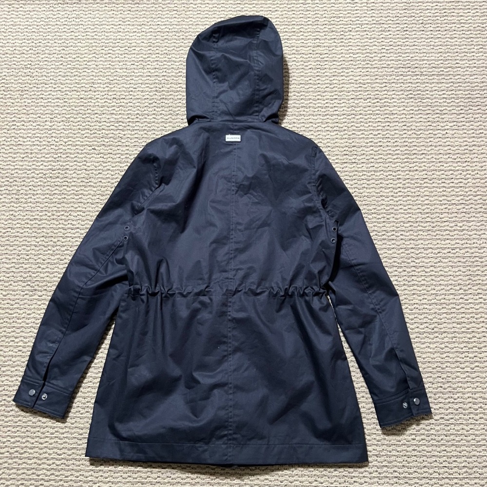 Hunter Womens Black Cotton Coat Hooded Rain Jacket Size S - Picture 9 of 12